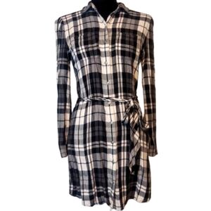 Banana Republic Women's Buffalo Plaid Long Sleeve Shirt Mini Dress Size 2